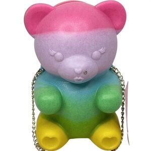 NWT Betsey Johnson Kitsch Bear Necessity Rainbow Gummy Crossbody Polymer Bag
